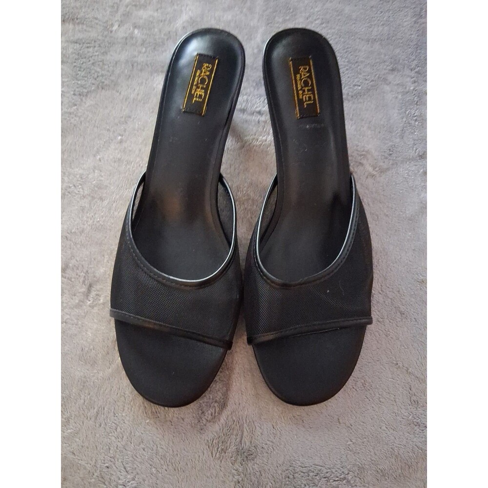 Rachel Roy Mule kitten Heels Mesh Size 10 Black Open Toe